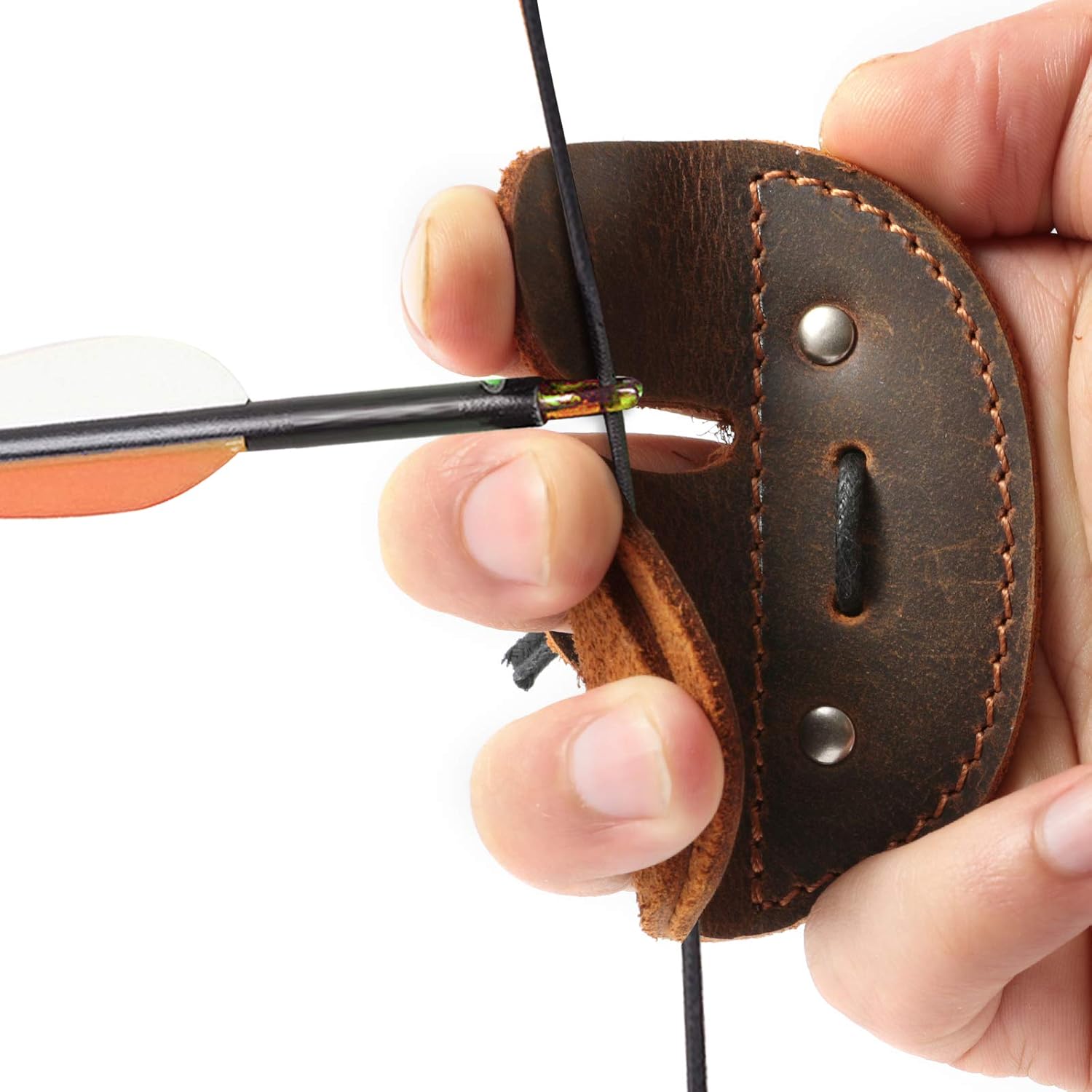 Ringsun Leather Archery Finger Tab Accessories, Handmade Finger Protect Guard for Shooting Practice Gear& Recurve Bow Arrow, Brown, RS02 : Sports & Outdoors