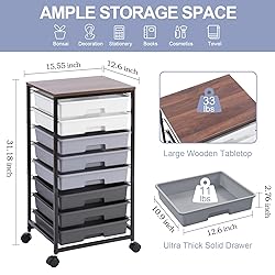 SYKIARIOL Rolling Cart with Drawers,Utility Cart