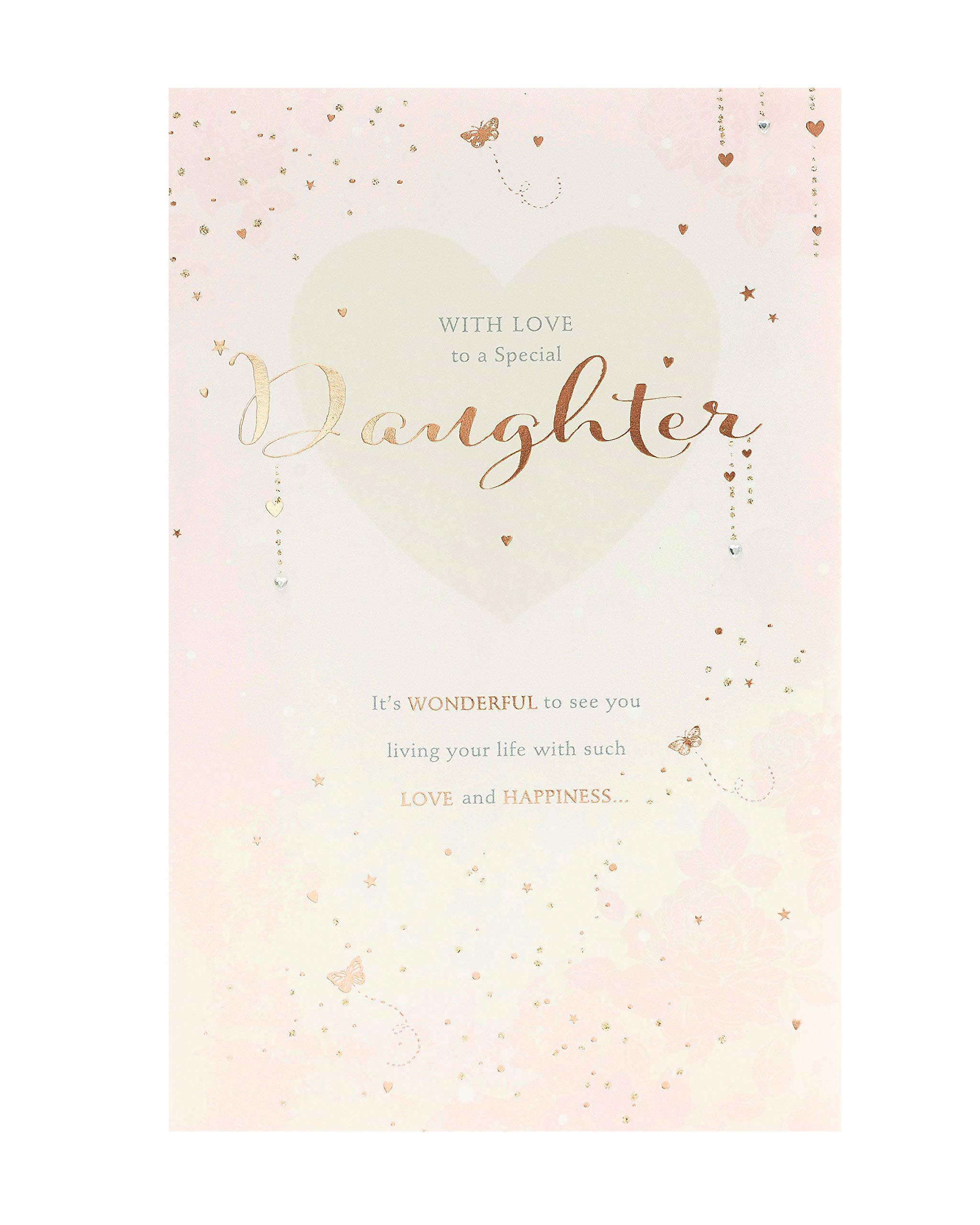 Daughter Birthday Card - with Sentimental Message - Contemporary Pink Foil Design