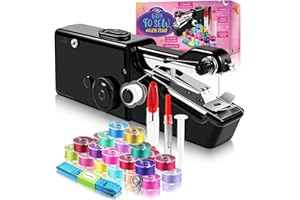 HANDUPFREE 35PCS Accessories Portable Handheld Sewing Machine, Battery Operated and Easy to Use Hand Sewing Machine for Beginners, Automatic Electric Mini Sewing Machine for DIY, Fabrics, Clothes, Home, Travel