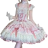 Packitcute Teens Sleeveless Lolita Dress Japanese Style Sweet Bows Lace Trim A-line Princess Party Dresses Cosplay Costume