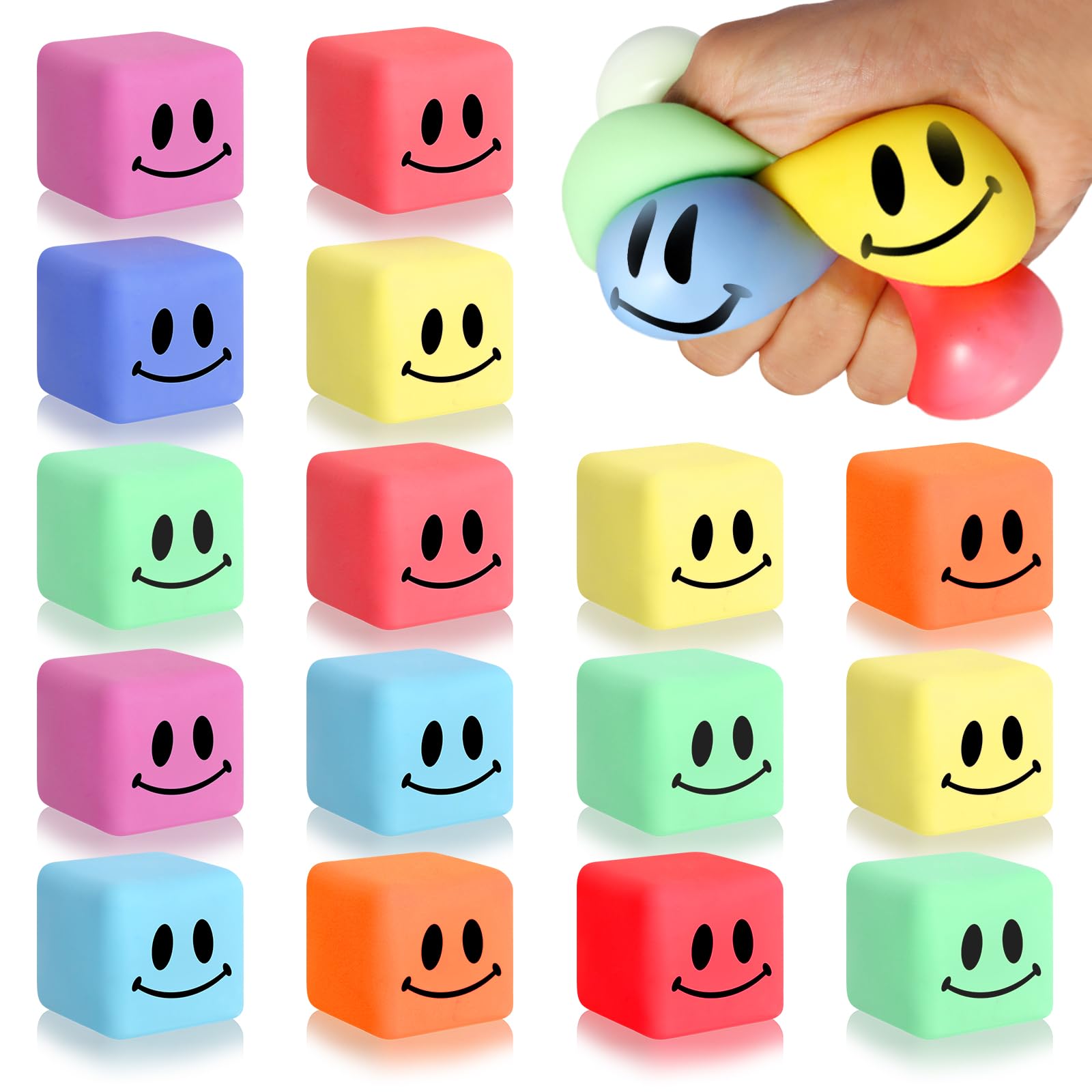 Photo 1 of 16 Pack Mini Slow Rising Stress Cube, Square Fidget Ice Cube Stress Balls, Stretchy Fidget Toy for Anxiety Stress Relief, Classroom Prize Cube Squishies for Adults Kids Children Teens Party Favors