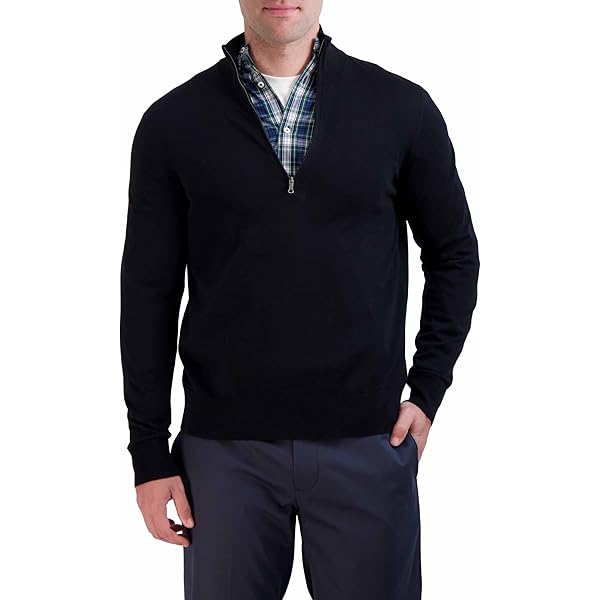 Perry Ellis Men's Quarter Zip Sweater, Charcoal Heather, XX