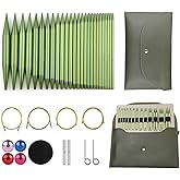 Hzkokon Knitting Needles Set Interchangeable Aluminum Circular Knitting Needles Set 13 Pairs of 4 Inch Premium Aluminum Needles & Accessories Green