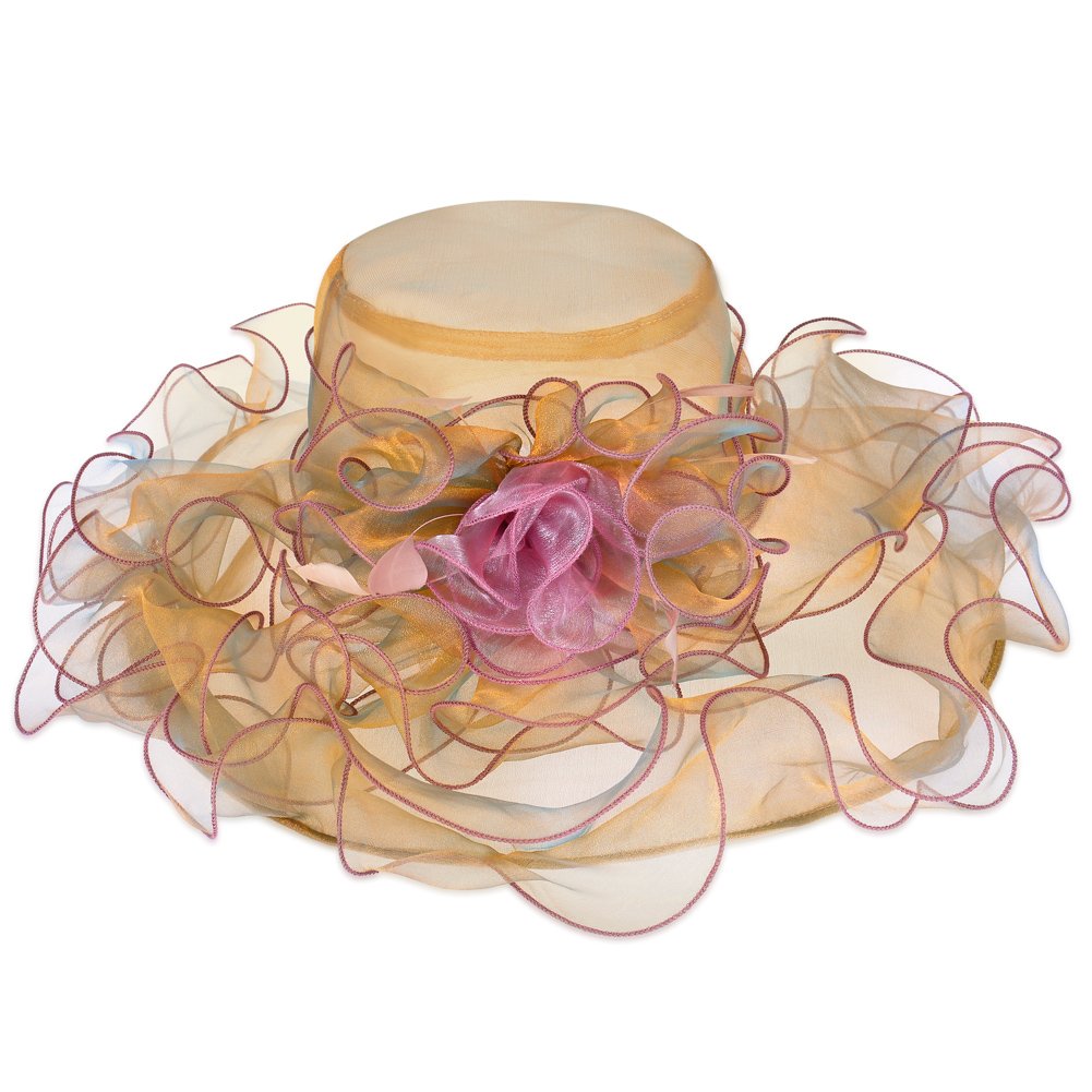 Vbiger Women Oganza Summer Beach Church Hat Ascot Race Derby Hat for Cocktail Tea Party Wedding(Yellow)