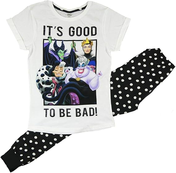 DISNEY VILLAINS Ladies Women Pyjamas Set, Character Sleepwear Size 8 to