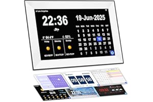 jazeyeah Smart Digital WiFi Clock for Seniors, 10.1" Large HD Touch Screen,3 Ringtone, Auto Time and Date Sync, 7-Day Weather, 64 Custom Alarms & Schedules, No App Required(White)