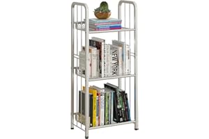 Azheruol Bookshelf Storage Shelf Small Bookcase Freestanding Storage Stand for Living Room, Bedroom, Kitchen Rust Resistance, Easy Assembly Free Combination Multi-Functional Organizer (3 Tiers, White)