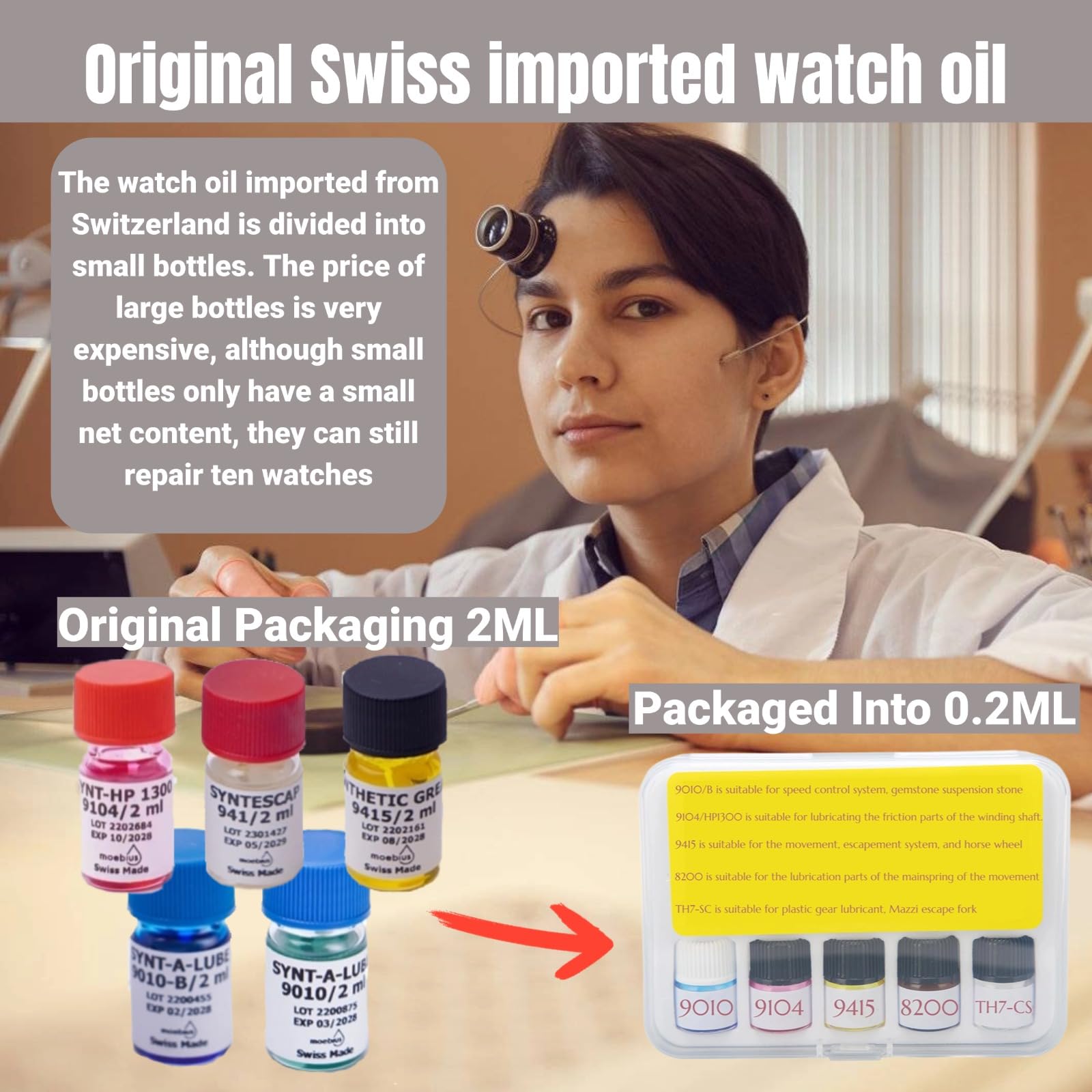 DHASUWT 5PCS Watch Oil Kit Synthetic Lubricating Oil, Smooth Repair Tool for Watchmaker Workers, Lubricant Watchmaker Tools for All Watch Movements, Watch Repair Tools & Kits