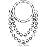 OUFER Daith Piercing Jewelry, 16G Chain Daith Earrings, 316L Surgical Steel Septum Rings, Helix Cartilage Septum Piercing Jewelry for Women