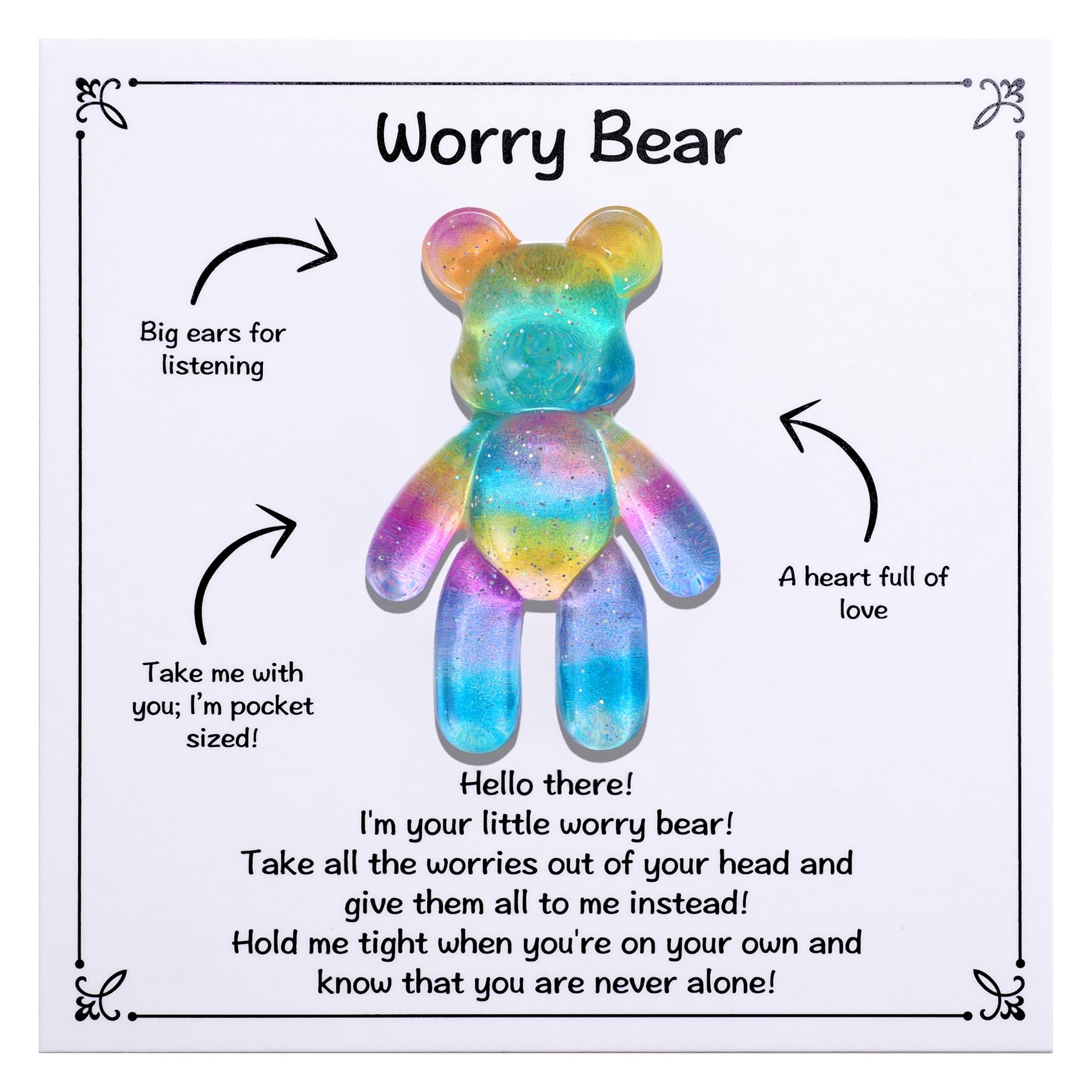 Photo 1 of Aesnefe Pocket Bear Hug, Anxiety Relief Gifts, Mental Health Positivity Gift for Men Women, Autism Fidget Gifts, Surgery Worry Gift, Thoughtful Present for School Anxiet, Rainbow Blue