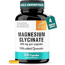 Magnesium Glycinate 400mg High Absorption Capsules with Quercetin | Quality Sleep, Relaxation &amp; Muscle Health Supplement for