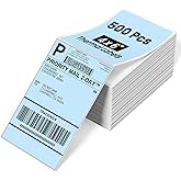 Phomemo 4x6 Thermal Labels for Shipping Label Printer - 500PCS Blue Mailing Labels - 4x6 Direct Thermal Label Fanfold Compatible with Rollo,MUNBYN,JADENS,POLONO,Nelko - Water/Oilproof - NO BPA/BPS