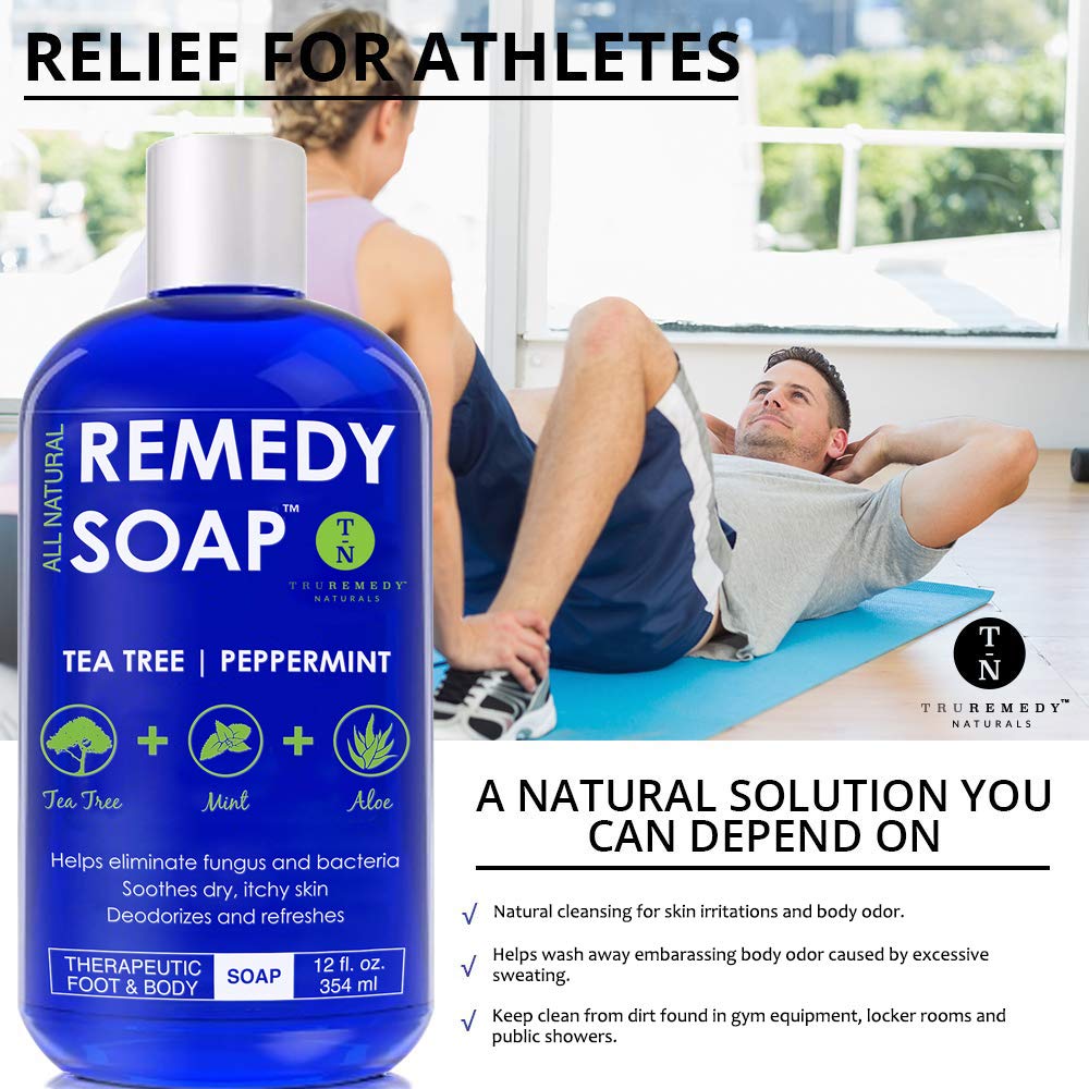 Remedy Soap Tea Tree Oil Body Wash, Helps Body Odor, Athlete’s Foot, Jock Itch, Ringworm, Yeast Infections, Skin Irritations, Shower Gel for Women/Men, Natural Mint & Aloe Skin Cleanser 12 Oz : Beauty
