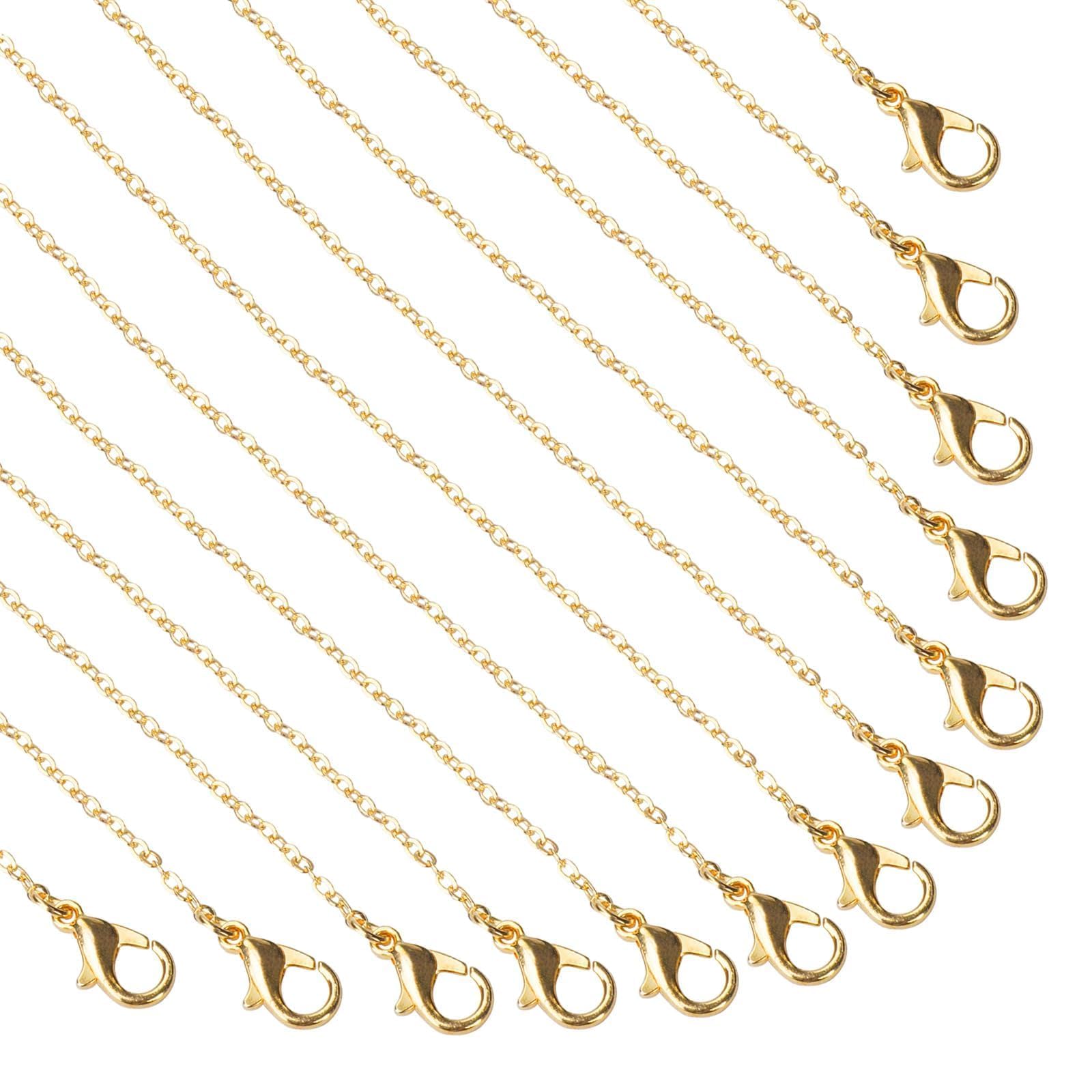 Zythrem 30 Pcs Necklace Chain 18 Inch Gold Plated Necklace Chain for Jewellery Making Bulk Necklace Chains with Lobster Claw Clasp 2 mm Thin Chains Gold Cable Chains for Necklace Making DIY Supplies