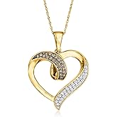Ross-Simons 0.50 ct. t.w. Brown and White Diamond Heart Pendant Necklace in 18kt Gold Over Sterling. 18 inches