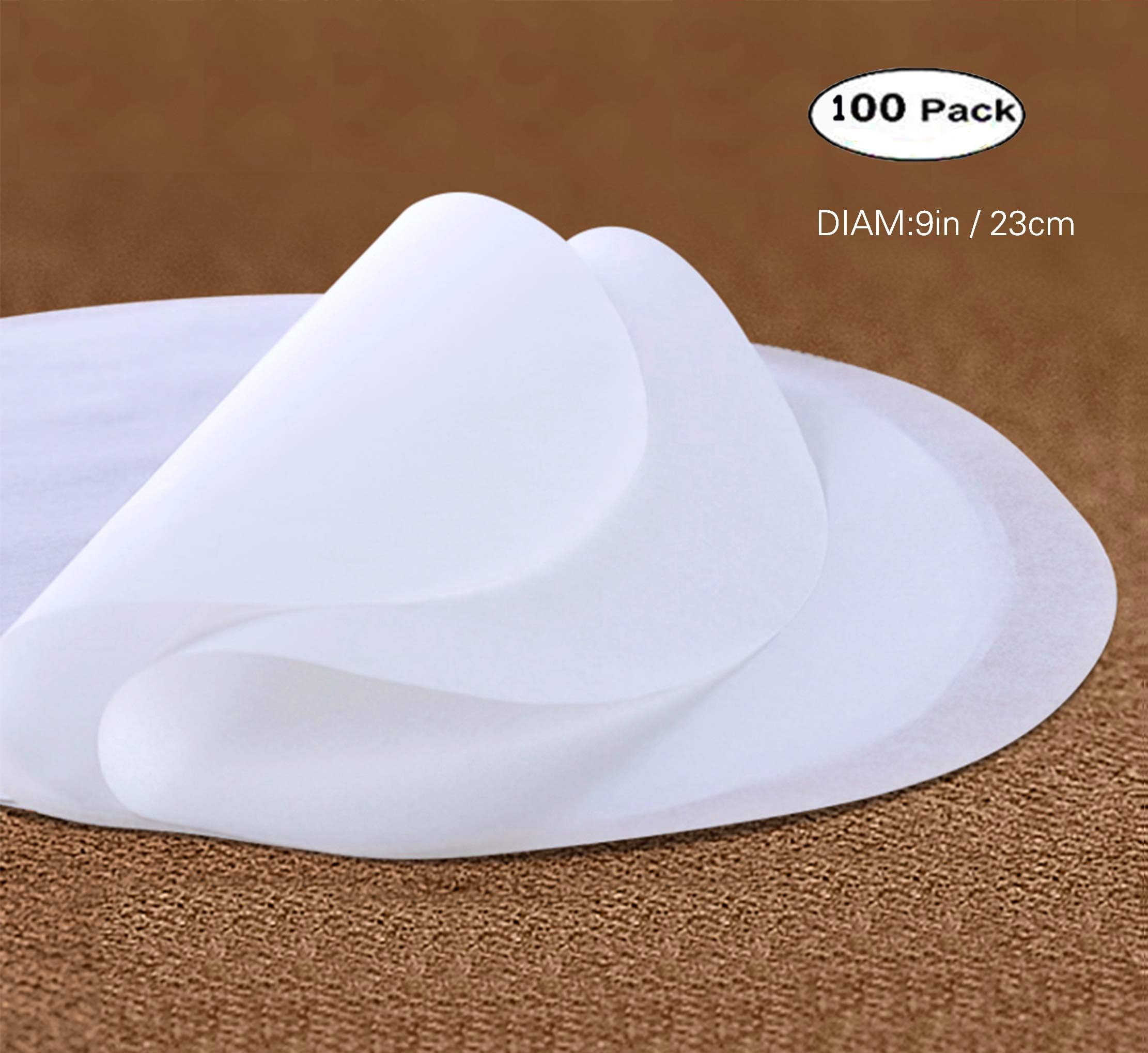 IONESTAR Rounds Pre Cut 9 inch 100 Pcs in Bulk Parchment Paper Liners for Cooking,Eco-Friendly,Non-bleached,Non-Wax,Non-Stick,Circles Paper Suit for Food, Baking,Cookie,Dutch Oven,Toaster