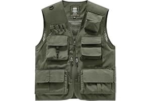 Tactical Vest for Men, Outdoor Work Safari Fishing Vests,Summer Lightweight Utility Cargo Jacket with Multi Pockets