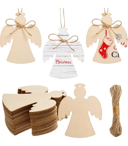 Amazon.com: 25pcs Unfinished Wooden Angel Christmas Tree