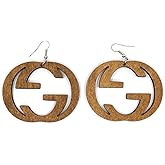 Teri's Boutique Double G Letter Wooden Wood Fashion Jewelry Women Dangle Earrings