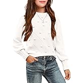 Arshiner Kid Girls Crew Neck Lantern Sleeve Sweater Cute Jumper Top Pullover Outwear 5-13 Years