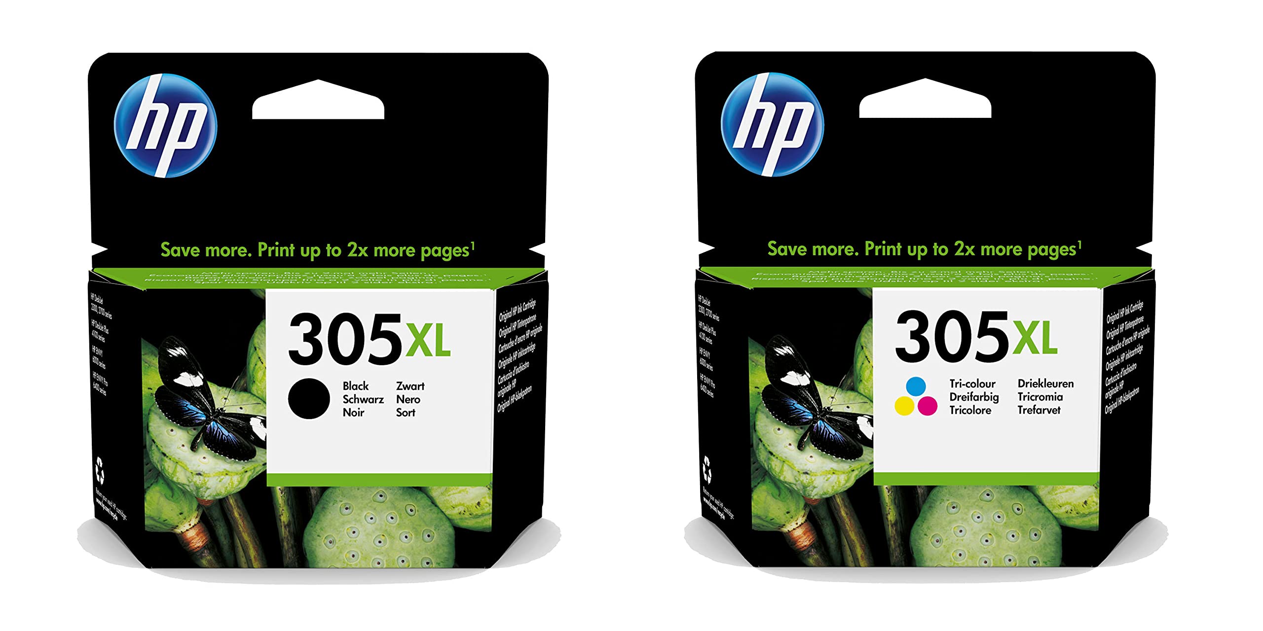 HP 6ZA94AE 305XL High Yield Original Ink Cartridges, Black/Tri-Colour, Multipack,Dual Pack (High Yield)