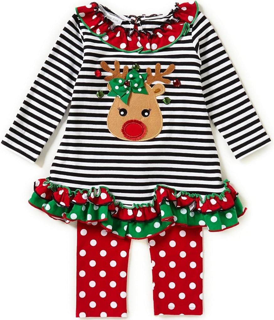 Bonnie Jean Girls' Reindeer Christmas Dress and Legging Set
