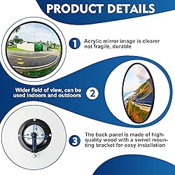 Maitys 2 Pcs Convex Mirror Acrylic Safety Security