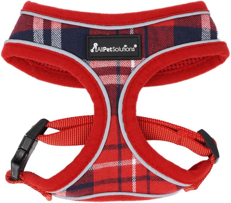 AllPetSolutions Dog Harness - Cool Pet Vest with Back D-Ring for Dog Lead Clips - Mesh Fabric Puppy Harness with Soft Padding - Training Stuff, Supplies for Small, Medium, Large Dogs - XL, Tartan