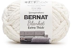 Bernat Blanket Extra Thick Vintage White Yarn - 1 Pack of 21.12oz/598.74g - 100% Polyester - #7 Jumbo - 72 Yards - Chunky Yarn for Hand Knitting, Crocheting, Crafts & Amigurumi