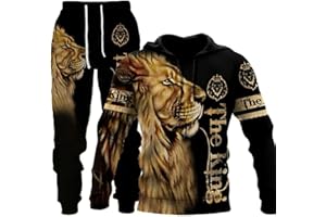prigridche Wolf & Lion 3D Printed Hoodie Pants Suit Male Autumn Winter Casual Sweashirt Pullover Tracksuit Set
