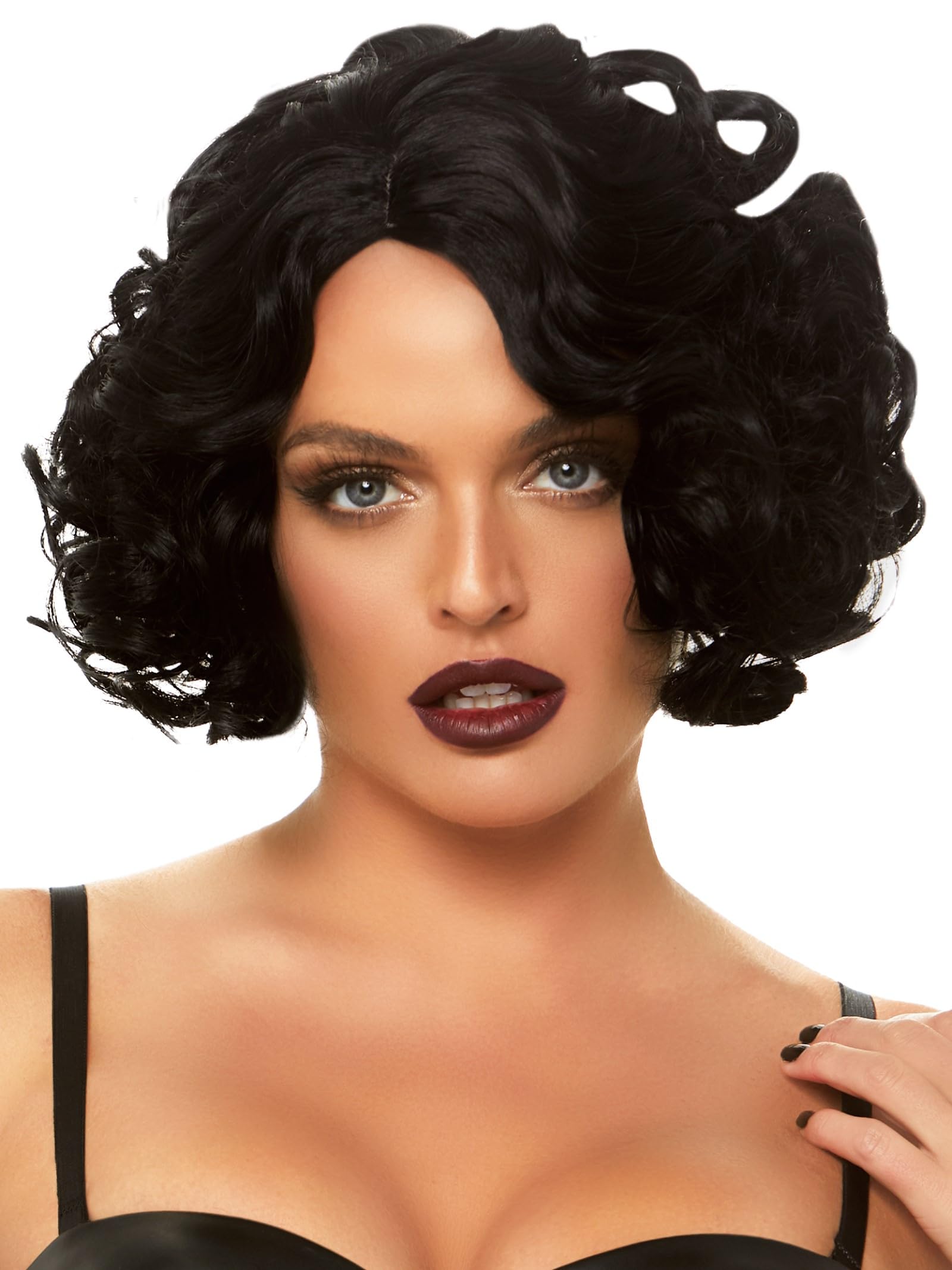 Leg Avenue Women's Pastel Curly Bob Wig, Black, One Size