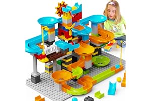 JIXIn 3in1 Marble Runs for Kids 4-8/Building Blocks Compatible with LEGO DUPLOS for Age 2-5/Marble Run for Kids Ages 3-5 STEM Toy Set with 164 Pcs Classic Big Block/Gift Toys for Kid Ages 3 4 5 6 7 8+