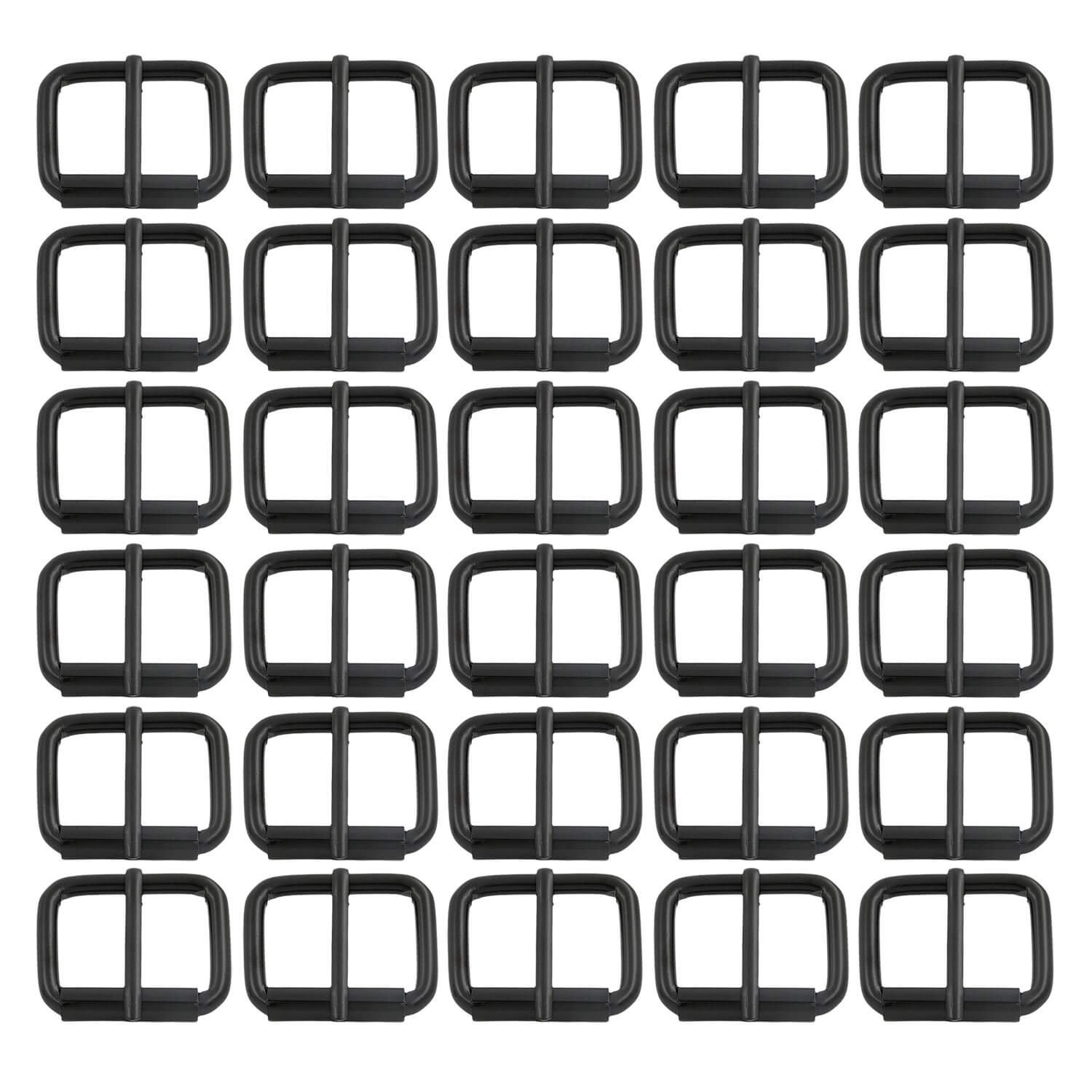 BIKICOCO Roller Buckle, 1 x 3/4 Inch Heel Rolling Bar Buckles for Bags Leather Webbing Straps, Black - Pack of 30