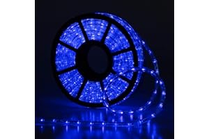 Buyagn Rope Lights Outdoor, Plug in LED Rope Lights, 50ft Waterproof Strip Lights Kit Rope Lighting, 110V, IndoorOutdoor Use, Ideal for Backyards, Deck, Eaves, Decorative Lighting(Sapphire), 50 ft