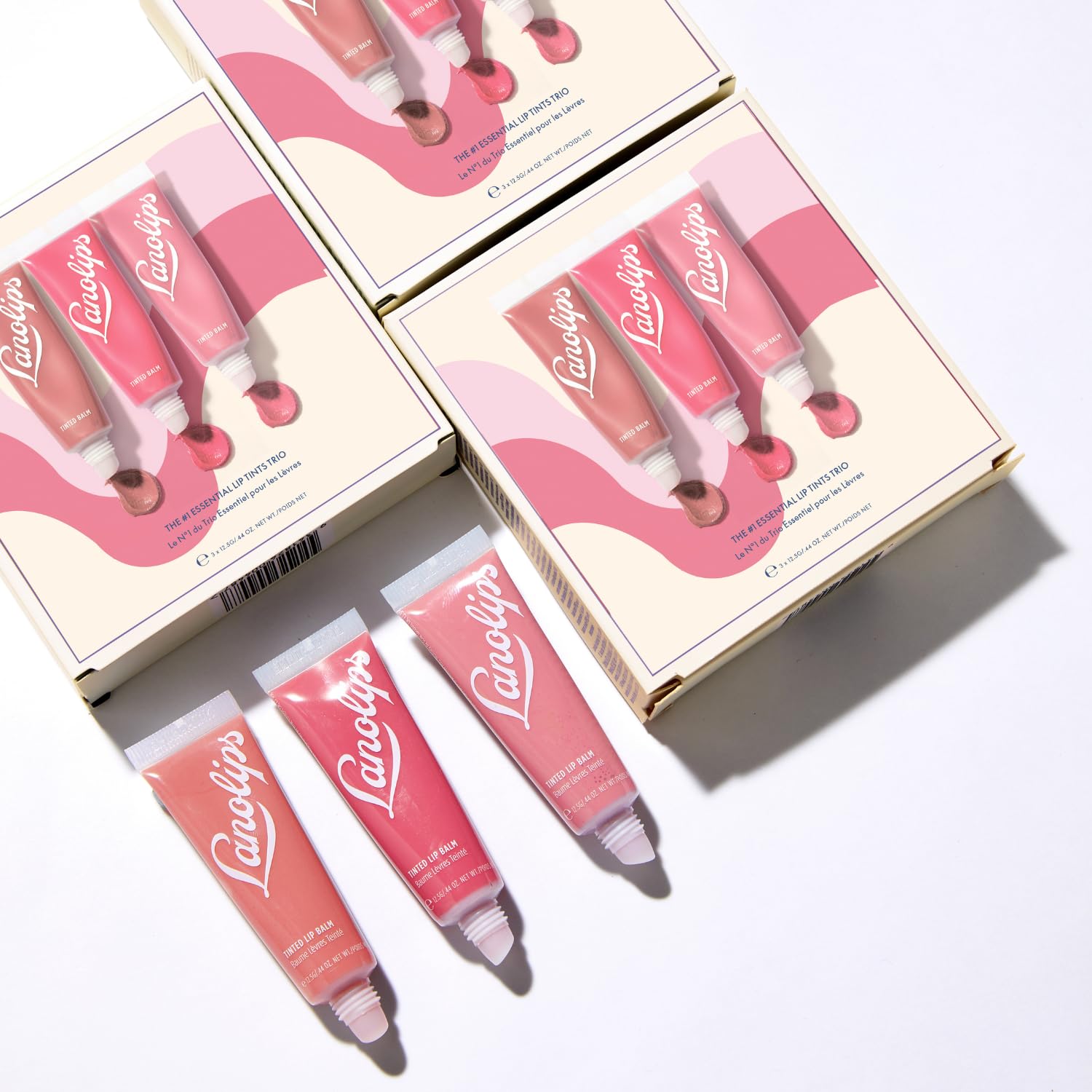 Lanolips Essentials Lip Tint Gift Set - Tinted Lanolin Lip Balm Set - Hydrating Lip Moisturizer Kit with Three Universal Shades (12.5g / 0.44 oz each)