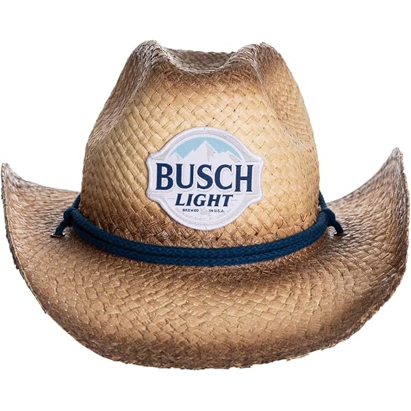 8189 Bud Light Logo Straw Beach Cowboy Hat With Curved Brim Calhoun Bud Light Logo Straw Beach Cowboy Hat with Curved  main image 3