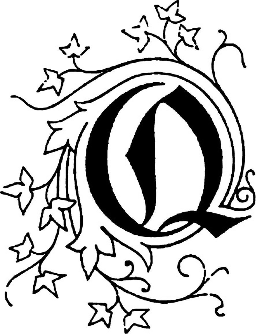 Jacques Herbin 40017T - A square seal with varnished wooden handle - illuminated - The Letter Q - Manufactured in France - Creative Art Tool - Wax Stamp