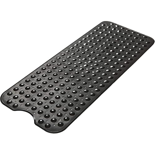 AmazerBath Bath Tub Mat, 39 x 16 Inches Non-Slip Shower Mats with Suction Cups and Drain Holes, Bathtub Mats Bathroom Mats Machine Washable, Black
