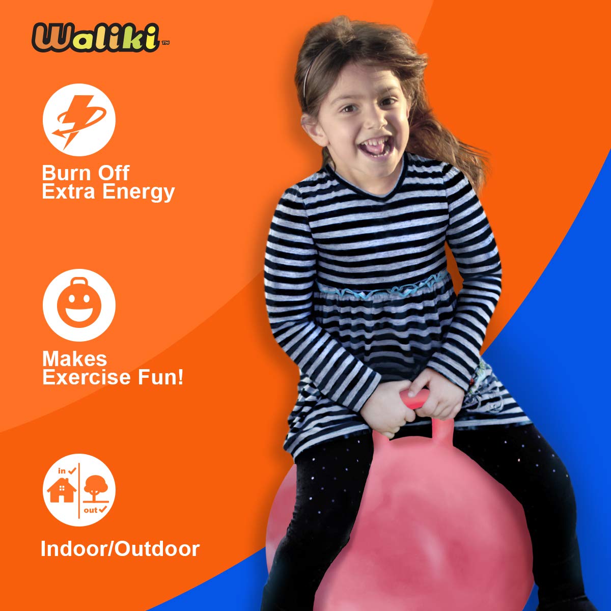 WALIKI Hopper Ball Toy for Girls 3 4 5 or 6 Years Old | Hippity Hop Ball | Jumping Hopping Ball | Cool Birthday Gift | Pink | 18