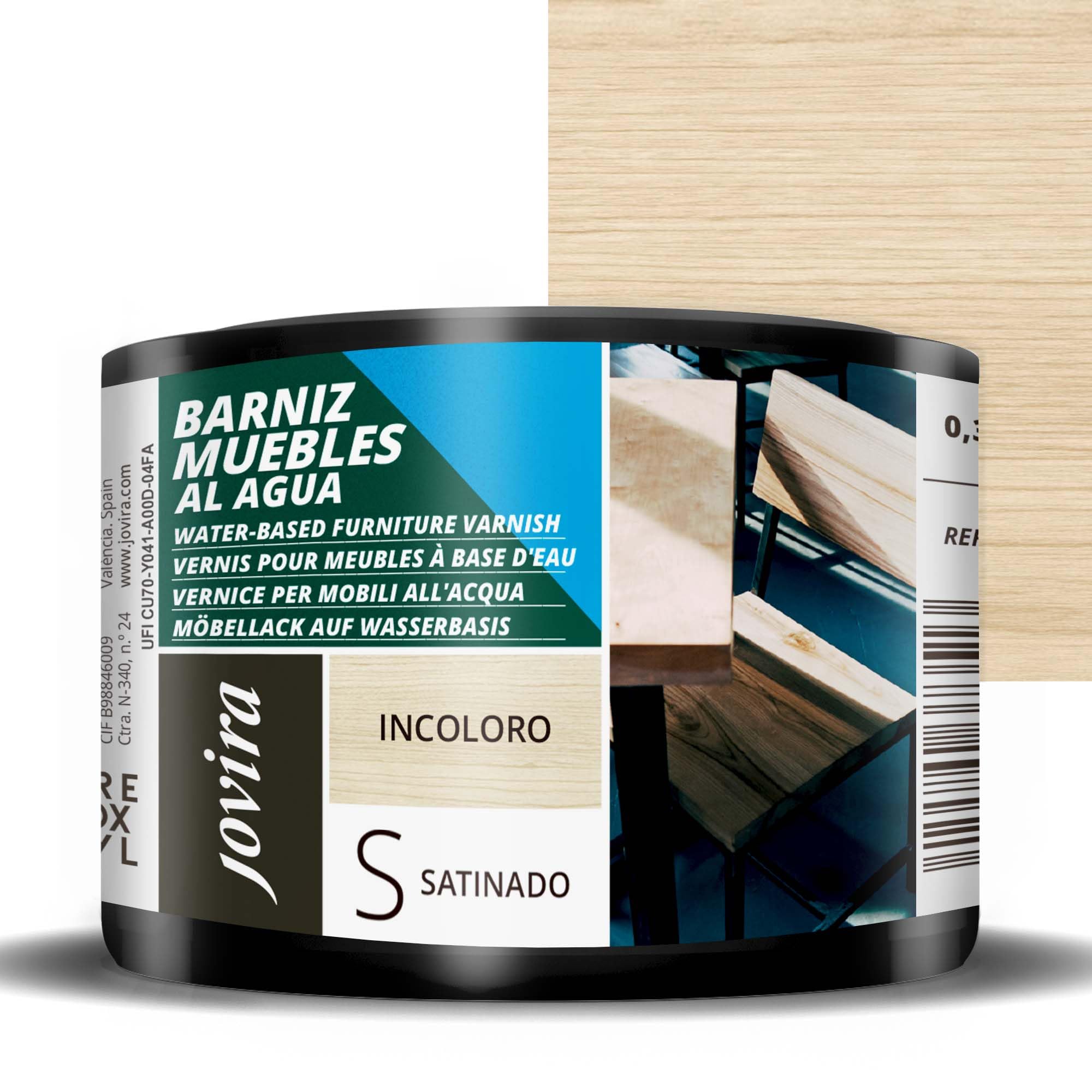 Exterior Wood Varnish Water Furniture for Care and Decoration of Wood Furniture (375 Milliliter, Satin)