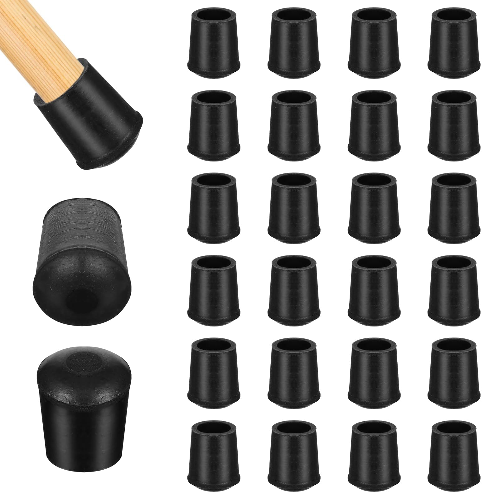 Photo 1 of 24 Pcs Chair Feet Protectors for Wood Floors Black Round Chair Protectors for Wooden Floors 0.47" Chair Leg Covers to Protect Floors Suitable for Furniture, Shelves, Home Appliances, Sports Equipment