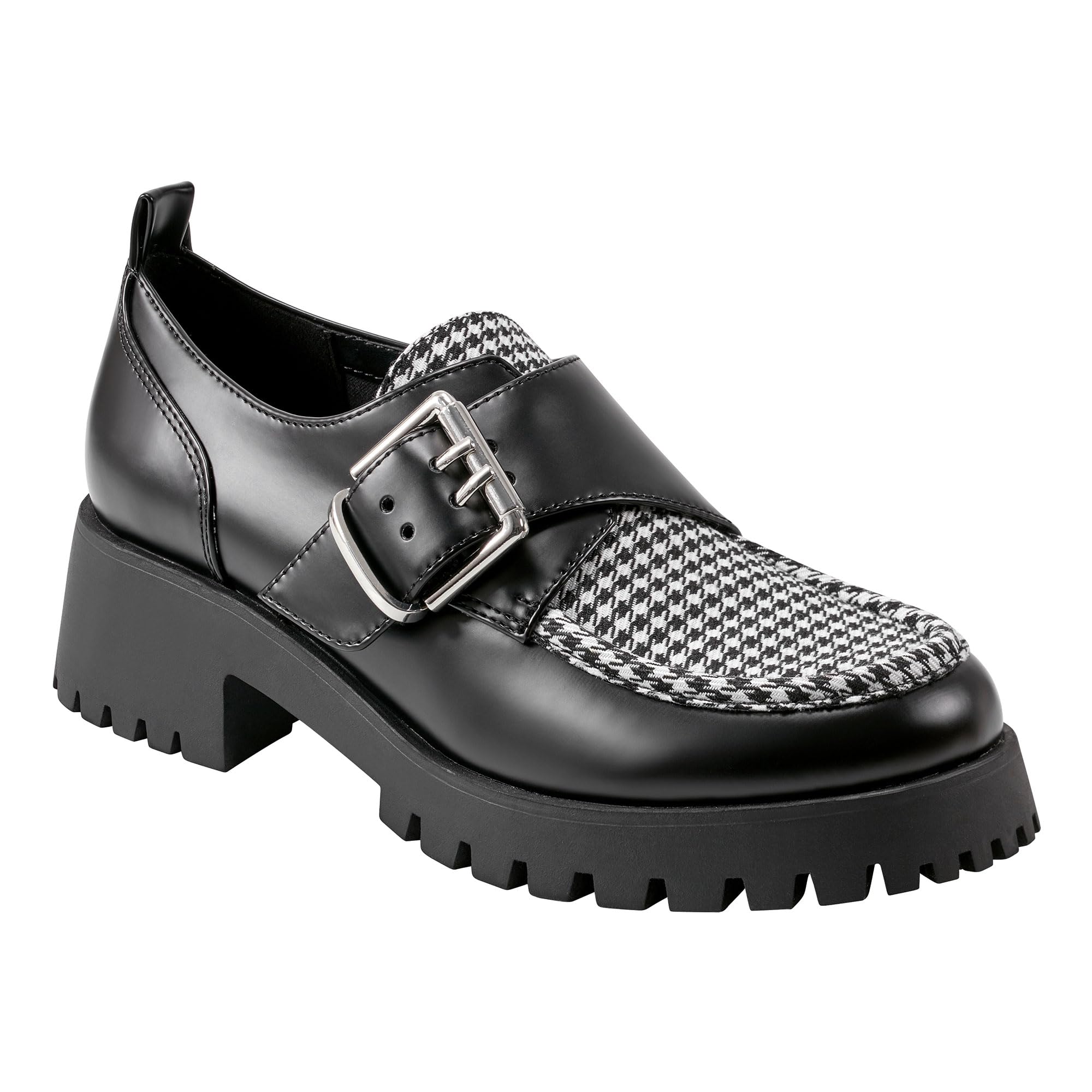 Marc Fisher Women’s HAZELTON Loafer, Black/White Houndstooth Multi 005, 5