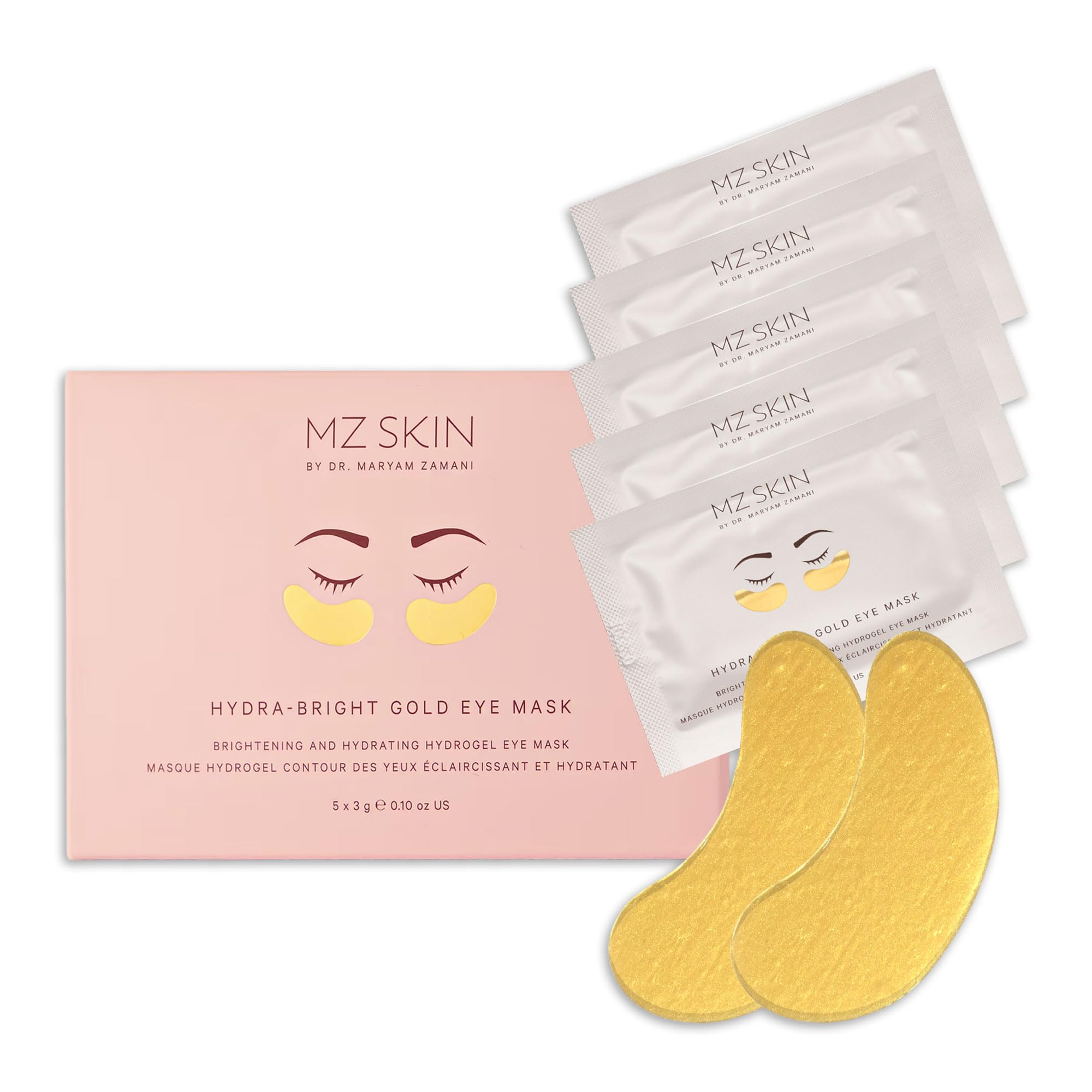 MZ SKIN | HYDRA-BRIGHT GOLDEN EYE TREATMENT | Eye Mask (Pack of 5) | Anti-Ageing And Hydrating | With Hyaluronic Acid | Collagen