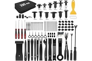 GOOACC 330Pcs Trim Removal Tool, Auto Push Pin Bumper Retainer Clip Set Fastener Terminal Remover Tool Adhesive Cable Clips Kit Car Panel Radio Removal Auto Clip Pliers, Black