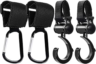 taschenhalter kinderwagen,black Stroller Hooks,lKinderwagen Haken für,Wickeltaschen,Kinderwagenhaken,Kinderwagenbefestigung,Taschenhaken für Kinderwagen [4 Stück]