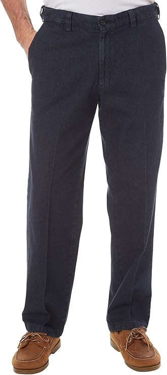 Haggar Men's Work-to-Weekend Dark Stonewash No-Iron Plain-Front Denim Pant: Amazon.ca: Clothing 