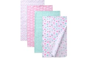 Gina Era Cotton Flannel Receiving Blankets Baby 4 Pcs, Baby Swaddle Blankets, Baby Flannel Blanket 30 X 40 Inch for Boy Girl (Style-7)