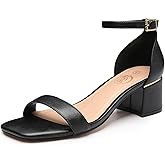 Trary Low Black Heels for Women Square Open Toe Ankle Strap Women's Pumps Dressy Shoes Block Chunky Heels Comfy Heeled Sandals for Women 2025 Adjustable Buckle 2.16 Inches Work Causal Party Wedding