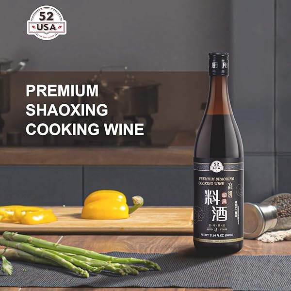 52USA PREMIUM SHAOXING COOKING WINE, CHINESE ASIAN COOKING WINE, SHAO HSING RICE WINE, SHAOXING RICE WINE, HSING RICE WINE, FERMENTED RICE WINE, HOMEMADE ASIAN COOKING, 640ML